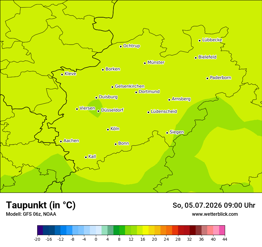 Modellkarte GFS – td – nrw