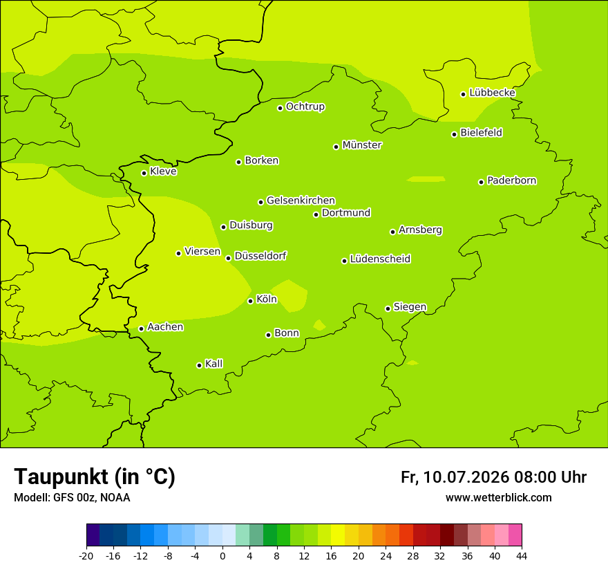 Modellkarte GFS – td – nrw