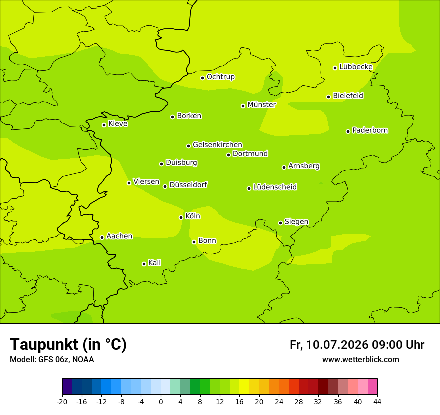 Modellkarte GFS – td – nrw