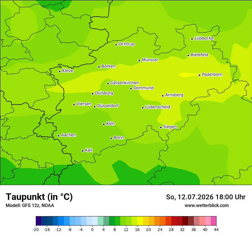 Modellkarte GFS – td – nrw
