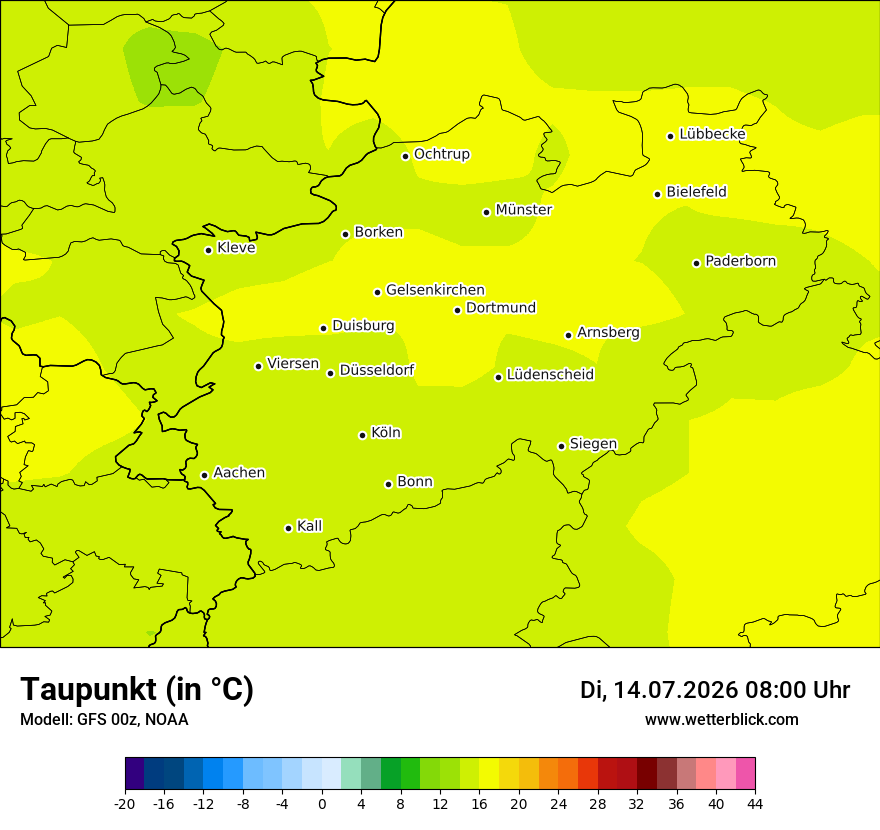 Modellkarte GFS – td – nrw