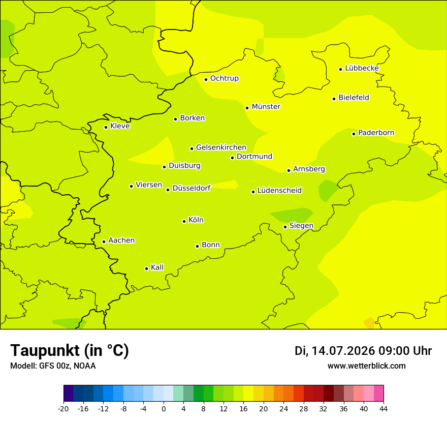 Modellkarte GFS – td – nrw