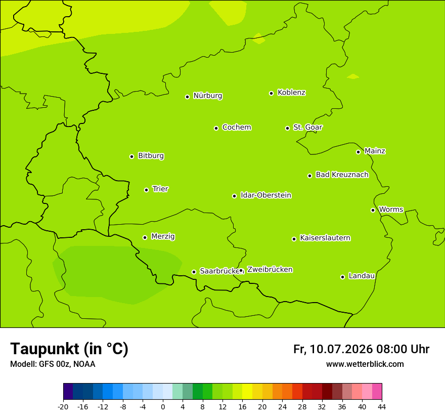 Modellkarte GFS – td – rp