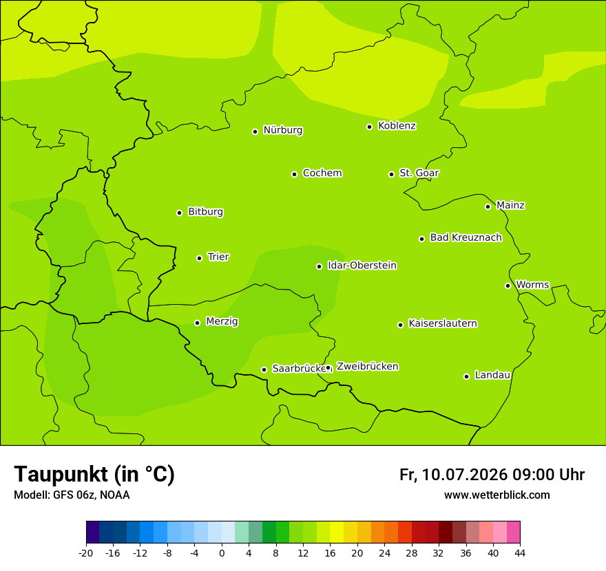 Modellkarte GFS – td – rp