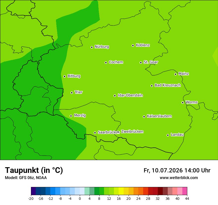 Modellkarte GFS – td – rp