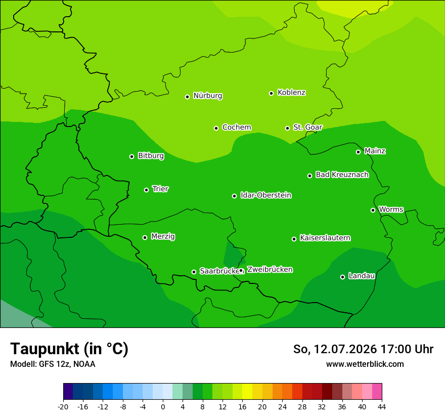Modellkarte GFS – td – rp