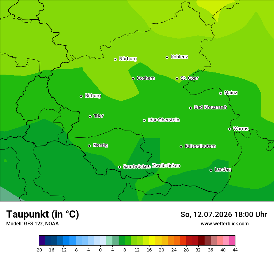 Modellkarte GFS – td – rp