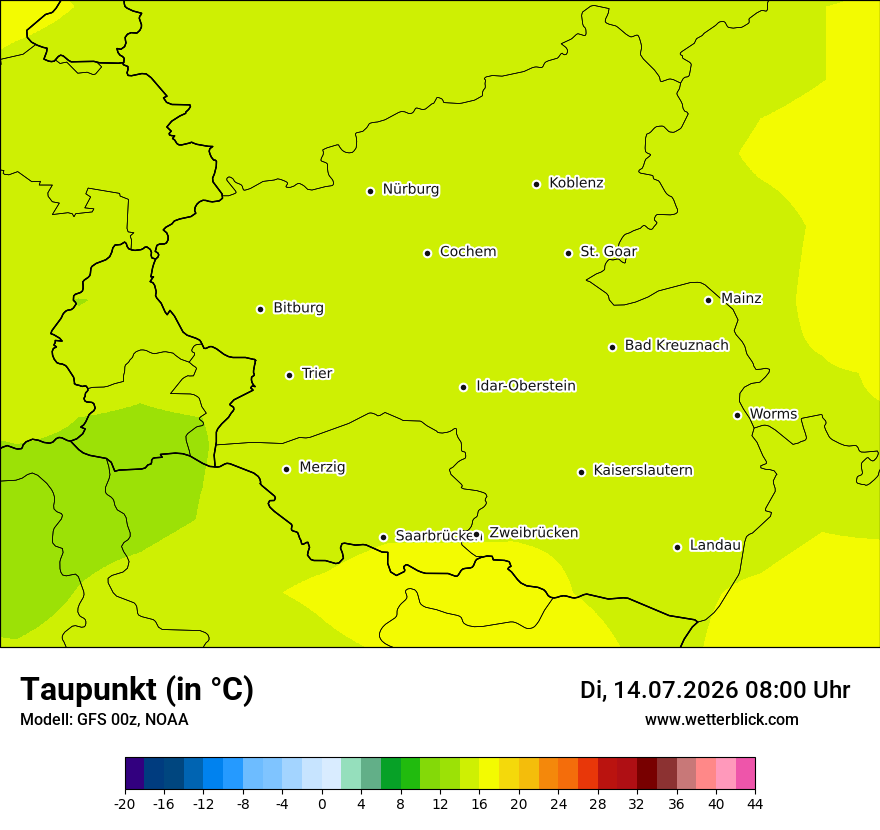Modellkarte GFS – td – rp