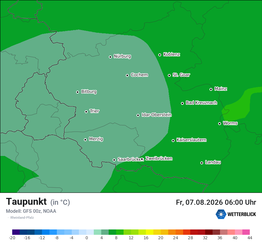 Modellkarte GFS – td – rp