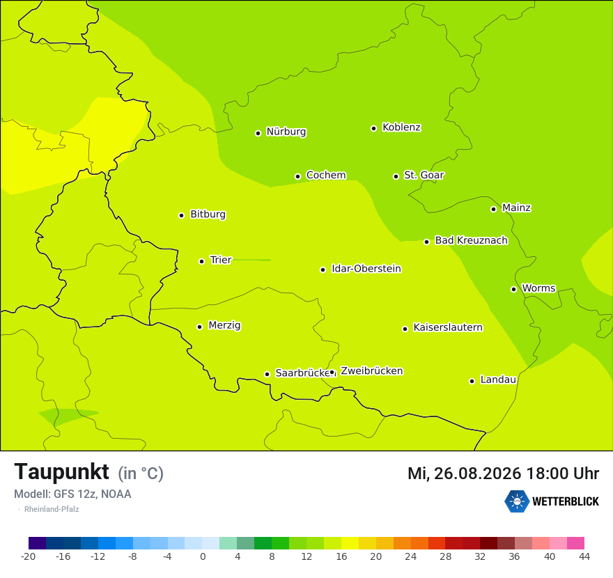 Modellkarte GFS – td – rp