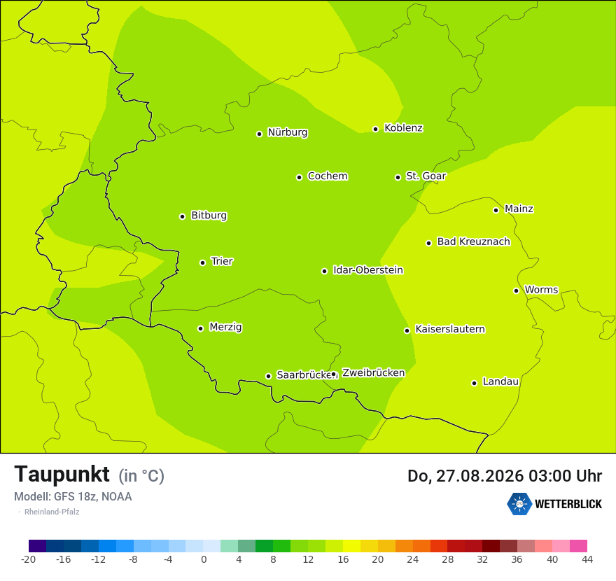Modellkarte GFS – td – rp