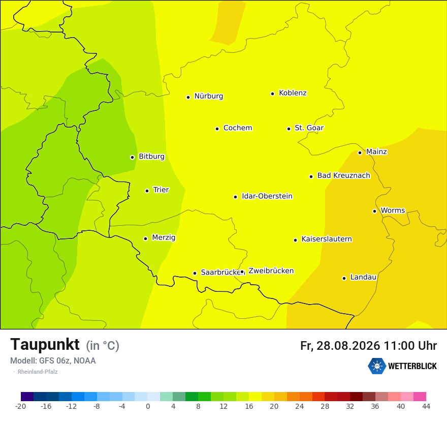 Modellkarte GFS – td – rp