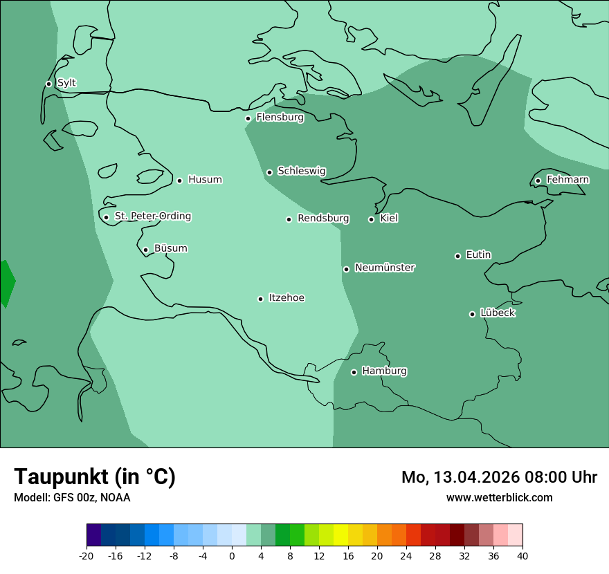 Modellkarte GFS – td – sh