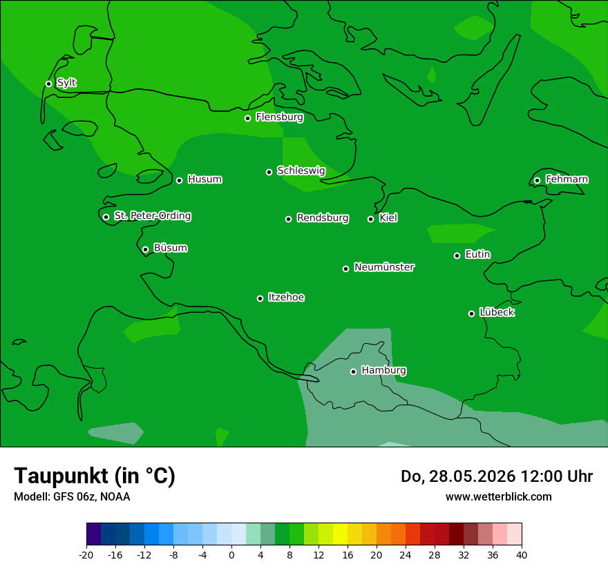 Modellkarte GFS – td – sh