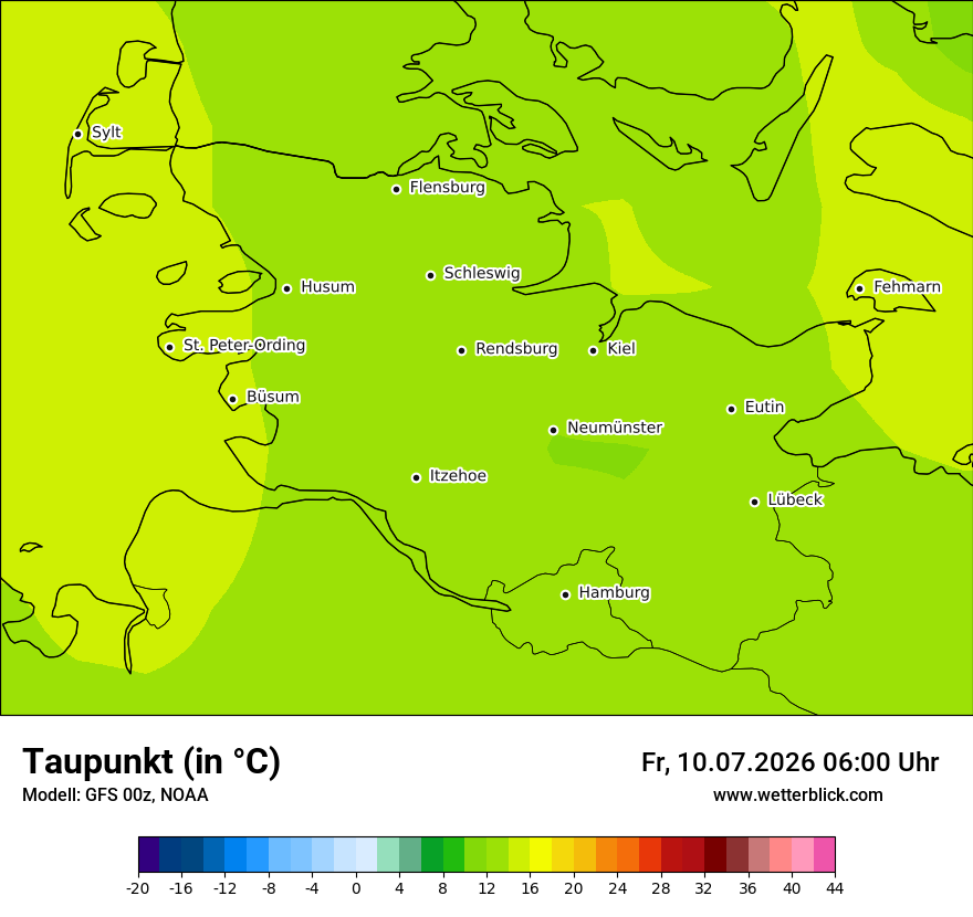 Modellkarte GFS – td – sh