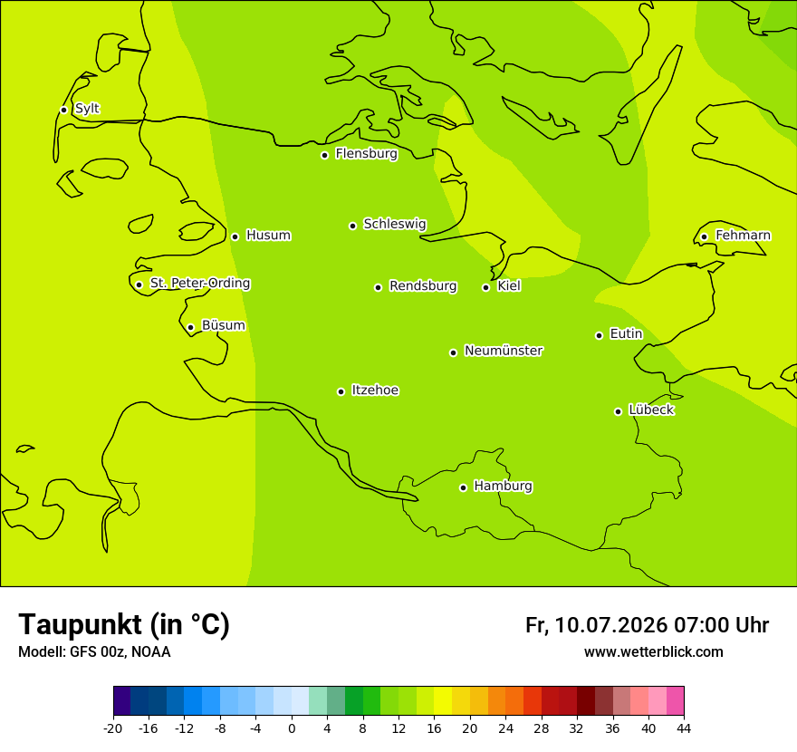 Modellkarte GFS – td – sh