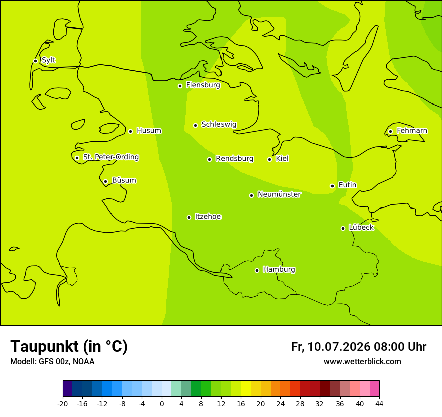 Modellkarte GFS – td – sh