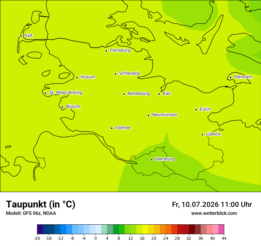 Modellkarte GFS – td – sh