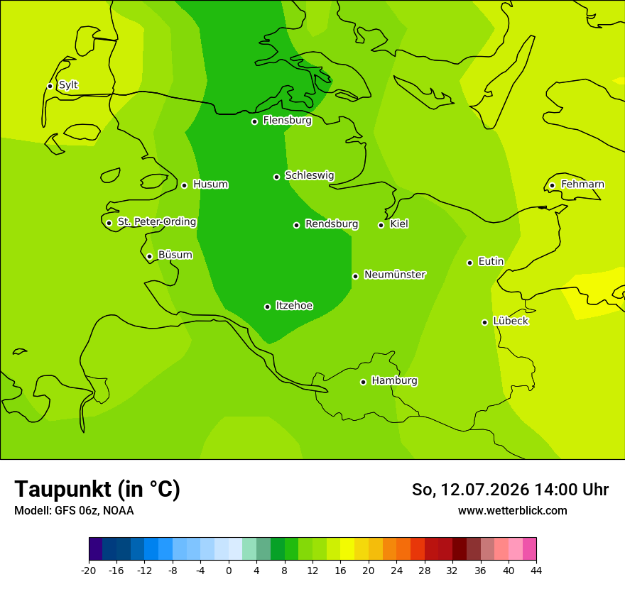 Modellkarte GFS – td – sh