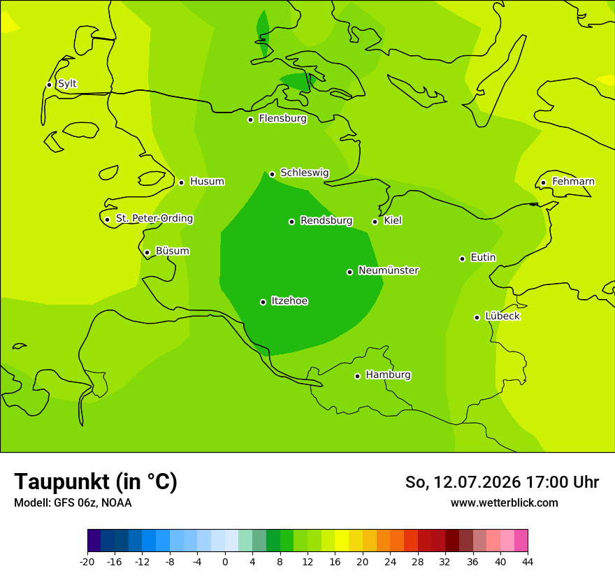 Modellkarte GFS – td – sh