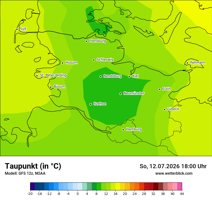 Modellkarte GFS – td – sh