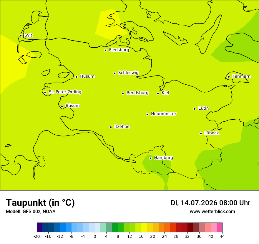 Modellkarte GFS – td – sh