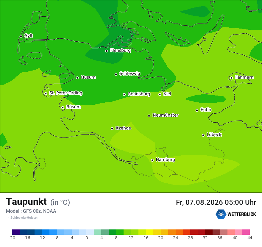 Modellkarte GFS – td – sh