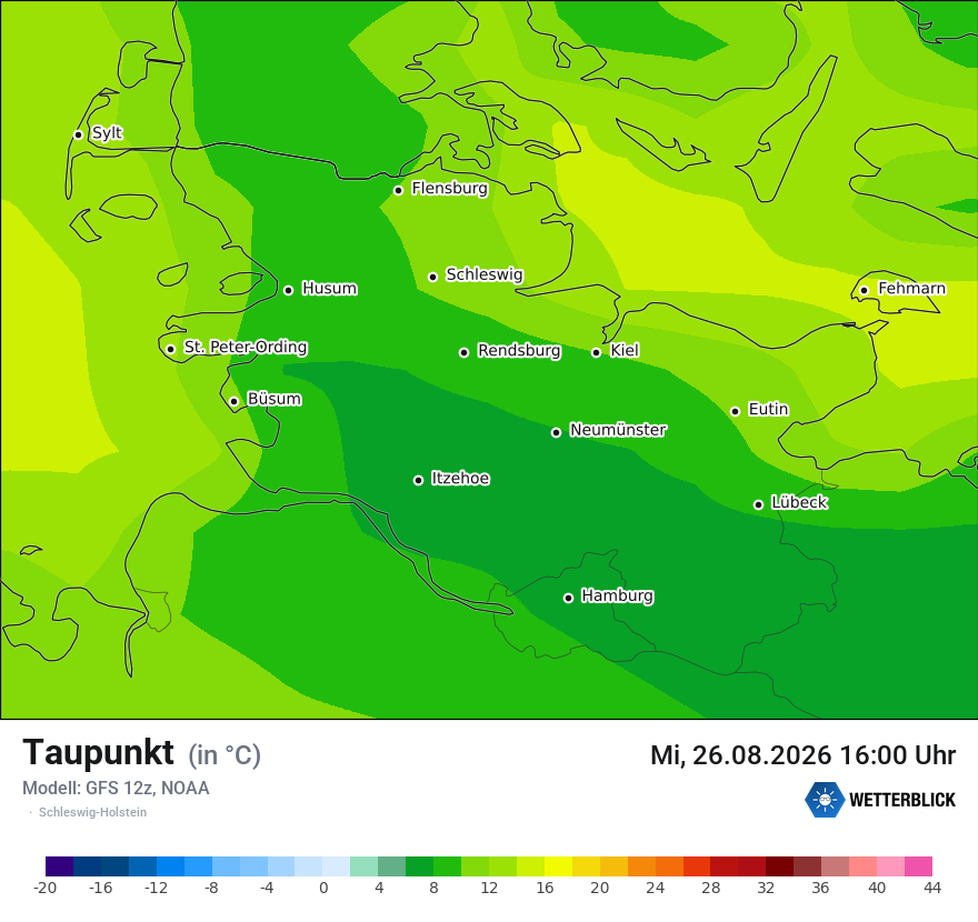Modellkarte GFS – td – sh