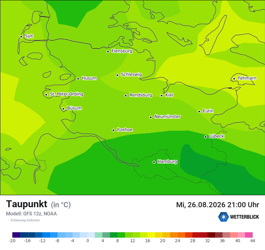 Modellkarte GFS – td – sh
