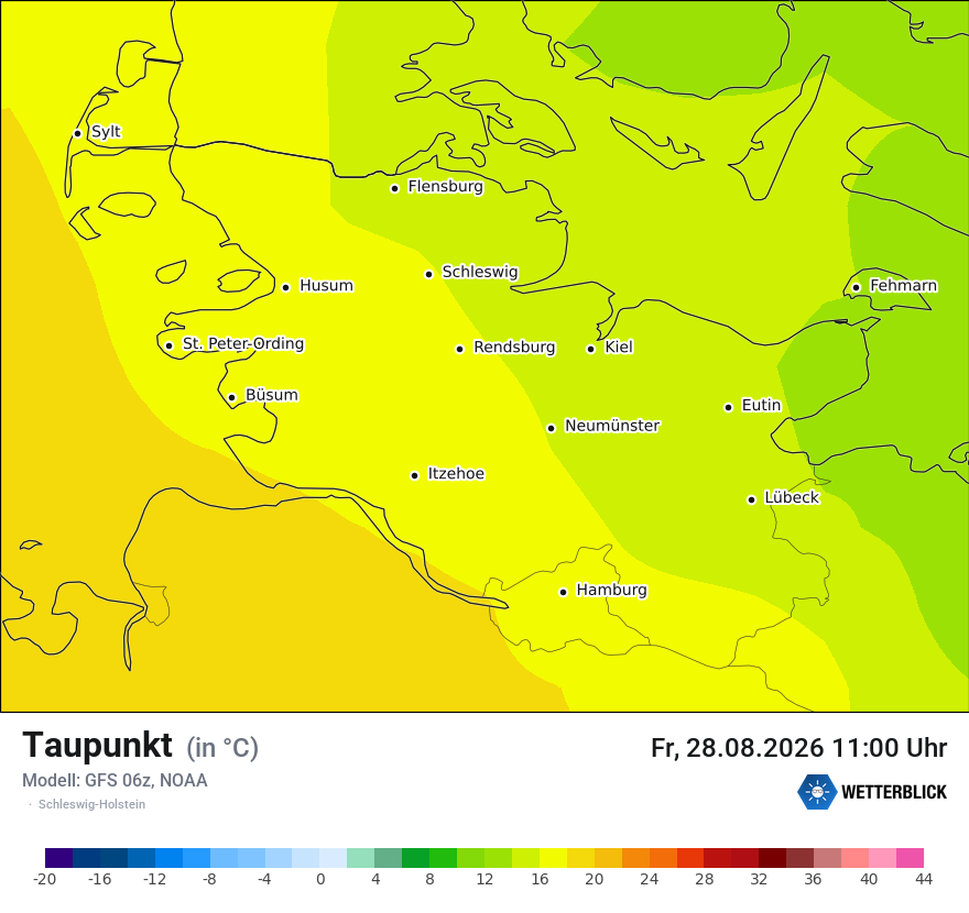 Modellkarte GFS – td – sh