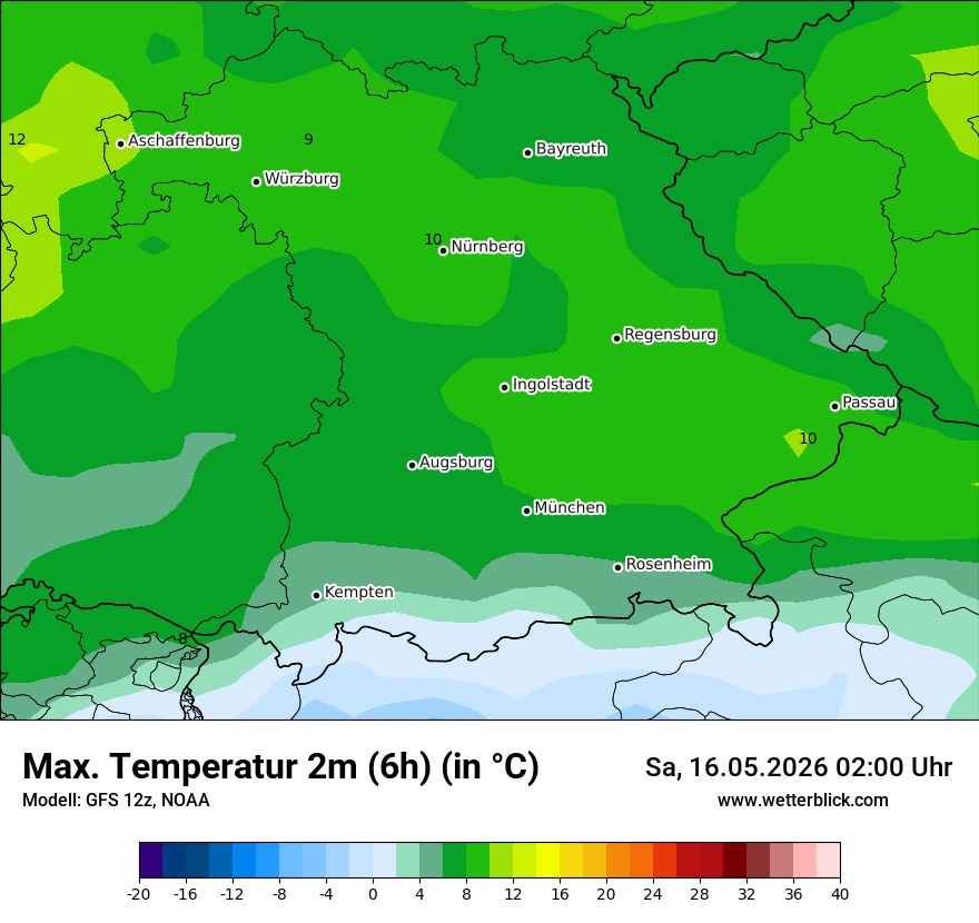 Modellkarte GFS – tmax6h – by
