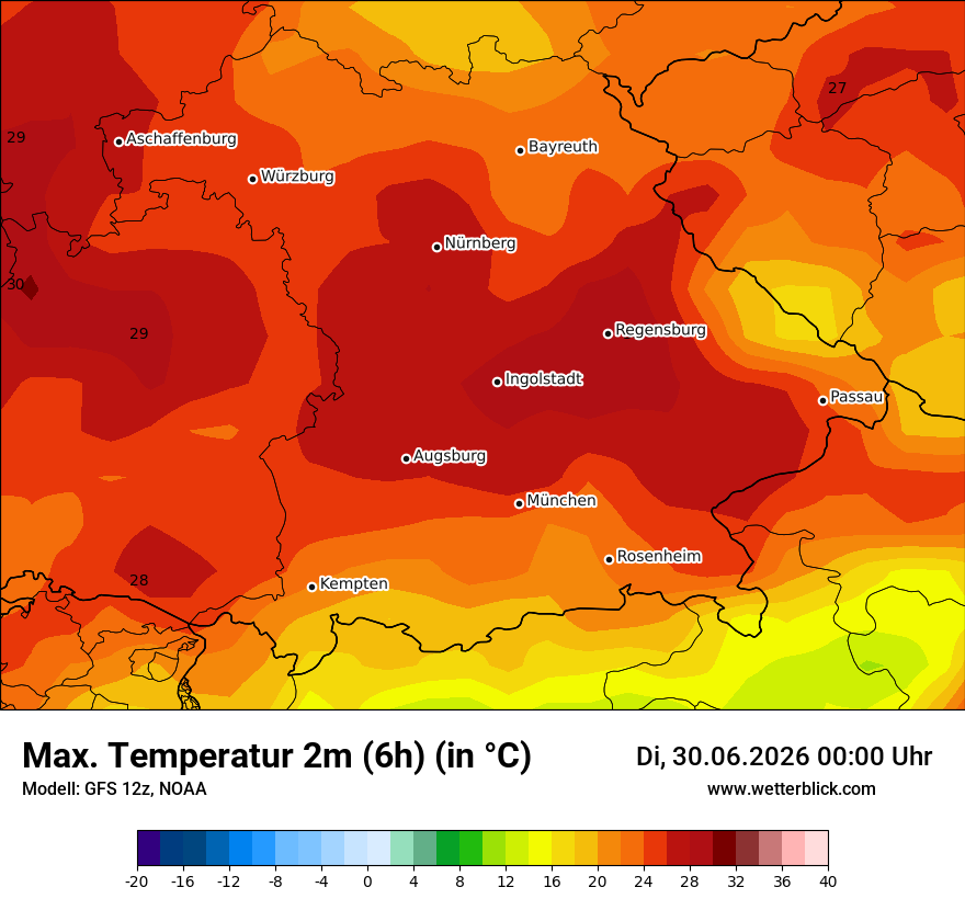 Modellkarte GFS – tmax6h – by