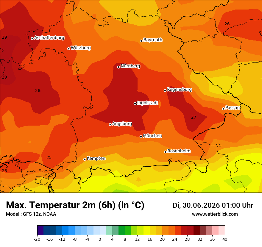 Modellkarte GFS – tmax6h – by