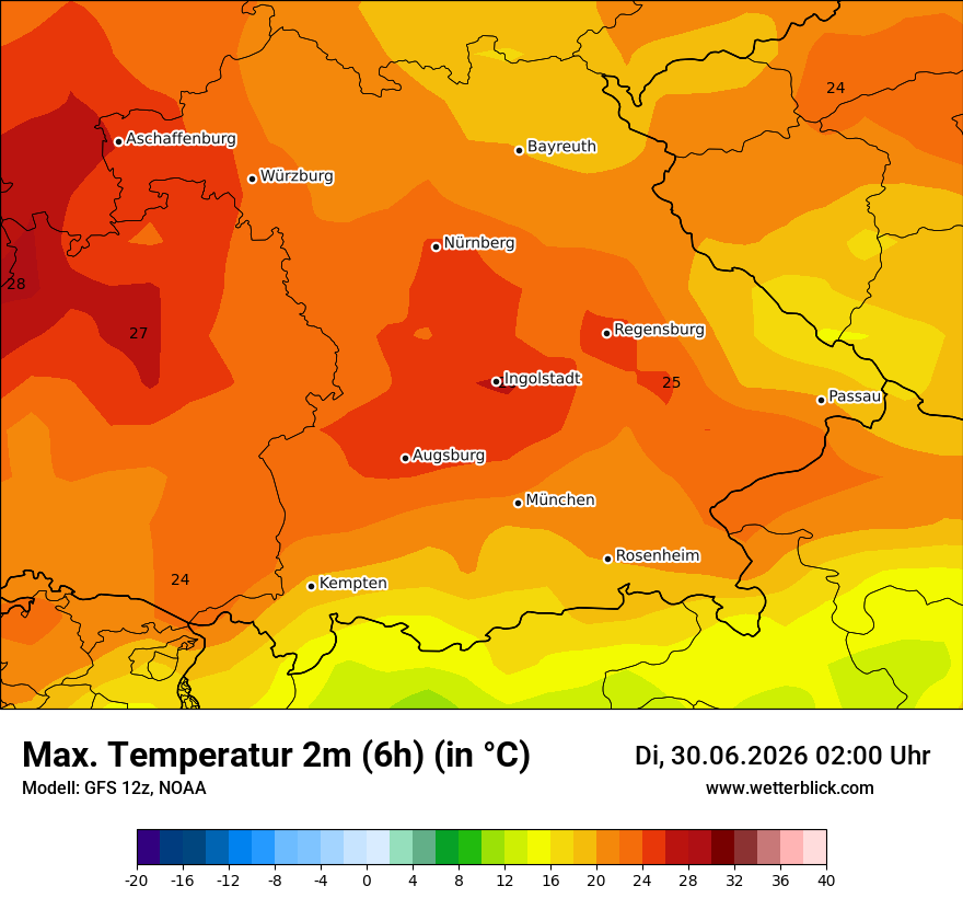 Modellkarte GFS – tmax6h – by