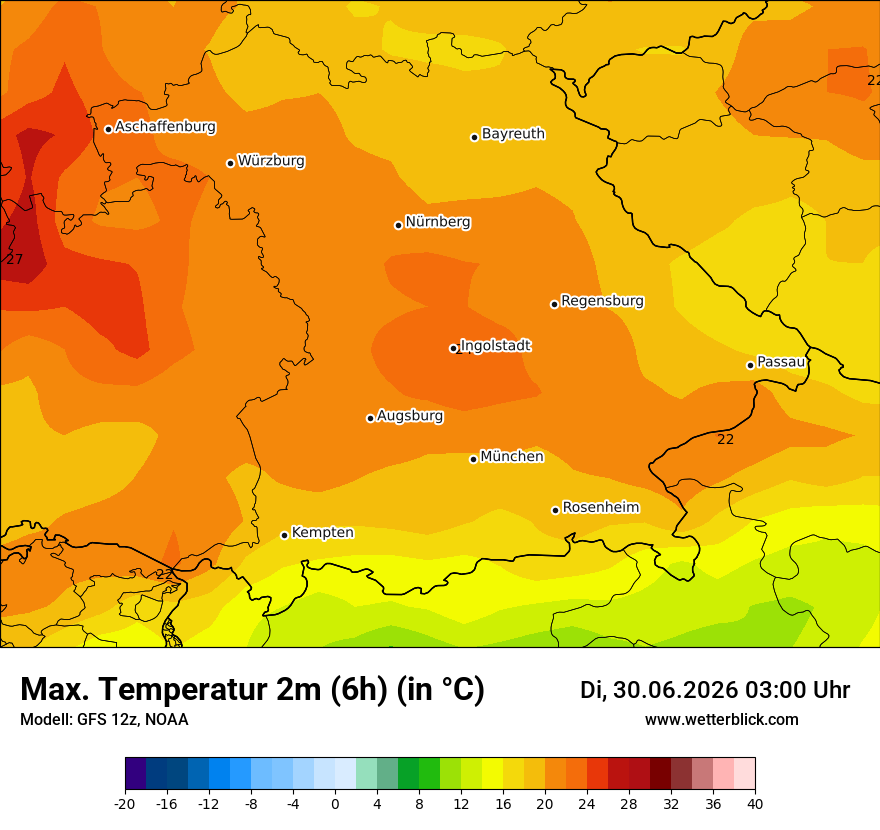 Modellkarte GFS – tmax6h – by