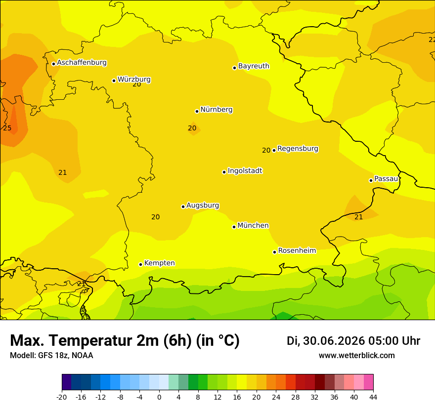 Modellkarte GFS – tmax6h – by