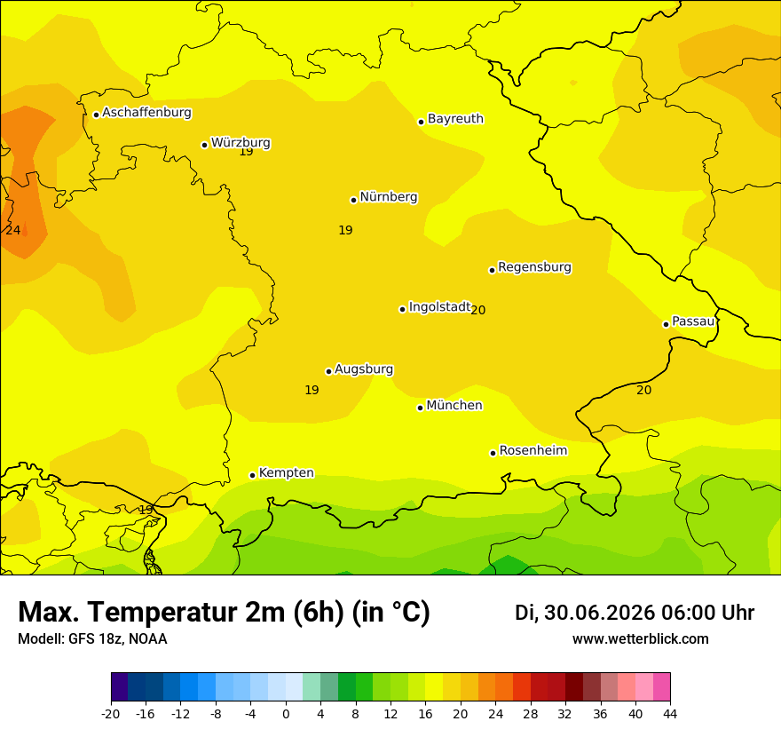 Modellkarte GFS – tmax6h – by