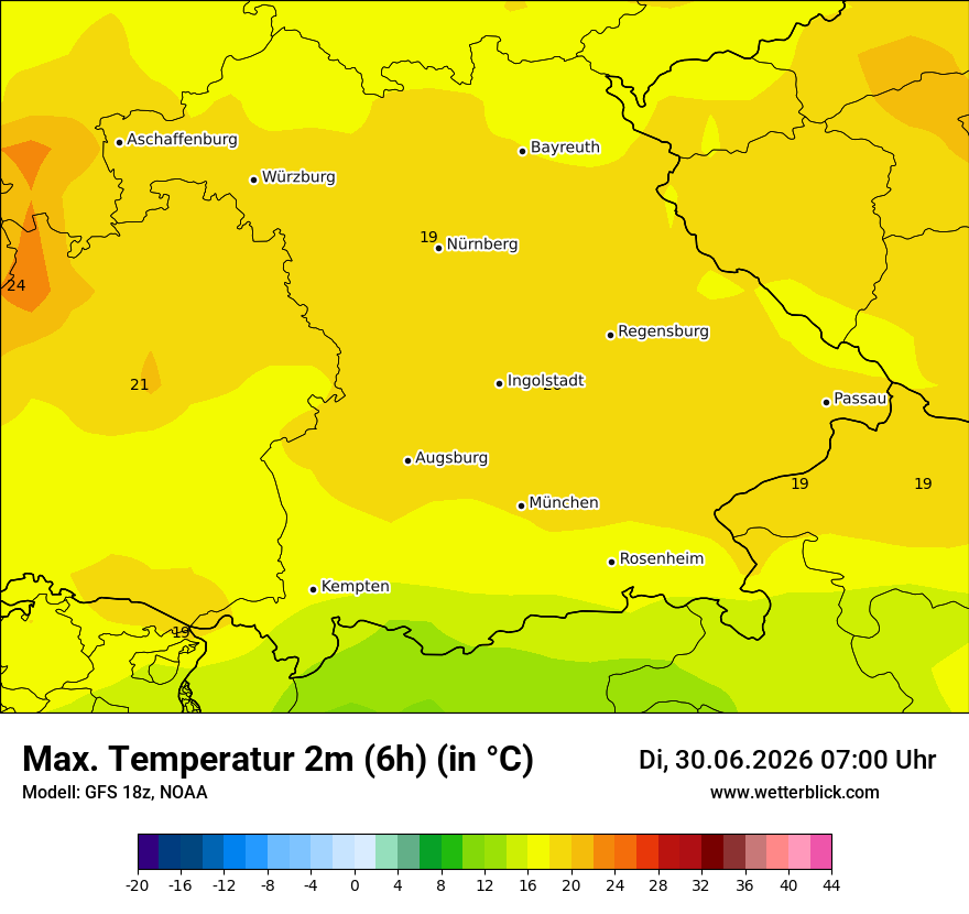 Modellkarte GFS – tmax6h – by