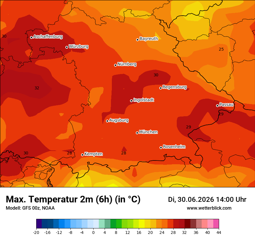 Modellkarte GFS – tmax6h – by