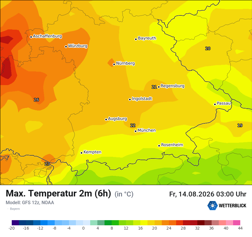 Modellkarte GFS – tmax6h – by