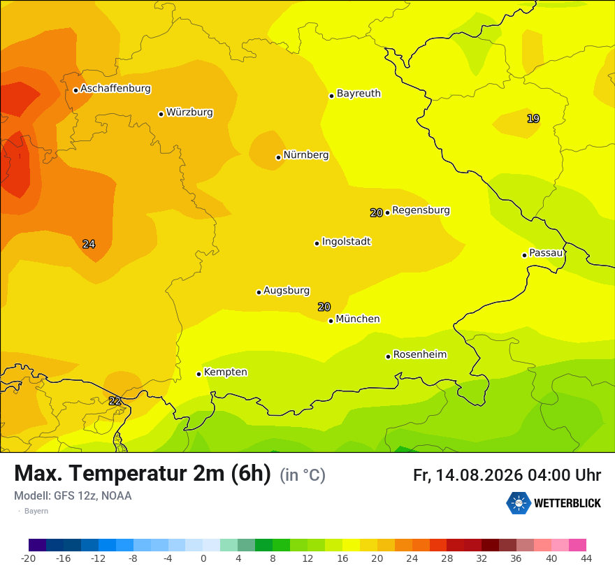Modellkarte GFS – tmax6h – by
