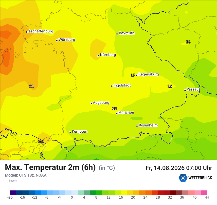 Modellkarte GFS – tmax6h – by