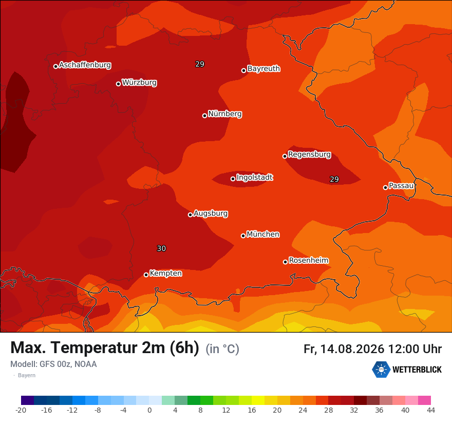 Modellkarte GFS – tmax6h – by