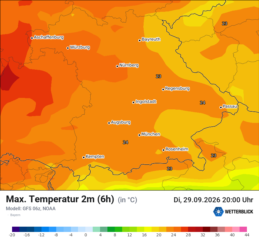 Modellkarte GFS – tmax6h – by