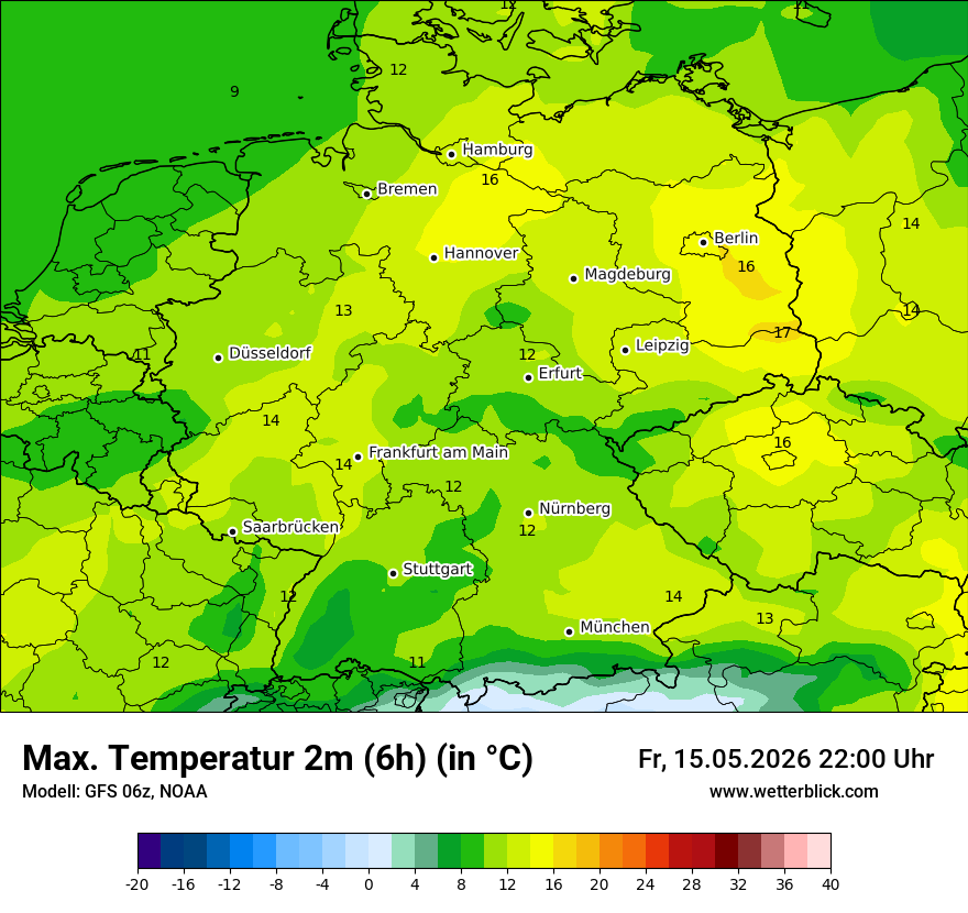 Modellkarte GFS – tmax6h – deutschland