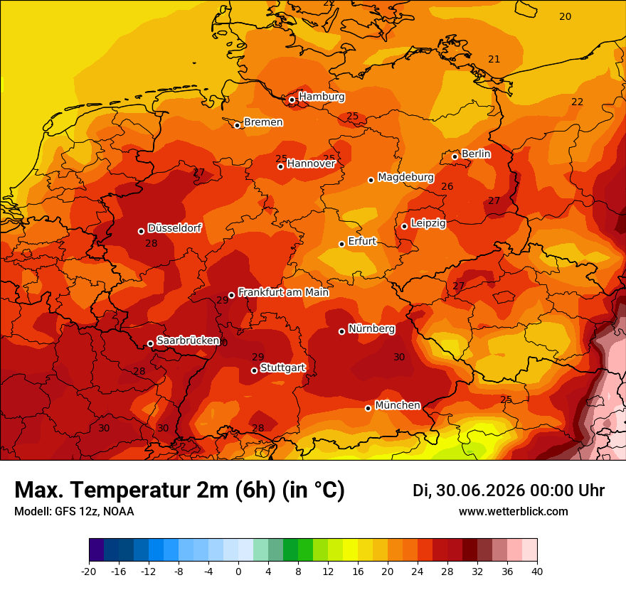 Modellkarte GFS – tmax6h – deutschland