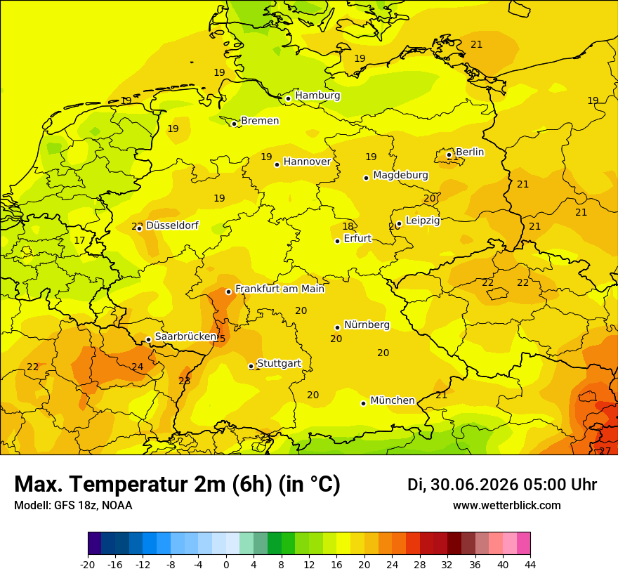 Modellkarte GFS – tmax6h – deutschland