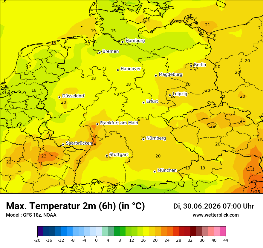 Modellkarte GFS – tmax6h – deutschland
