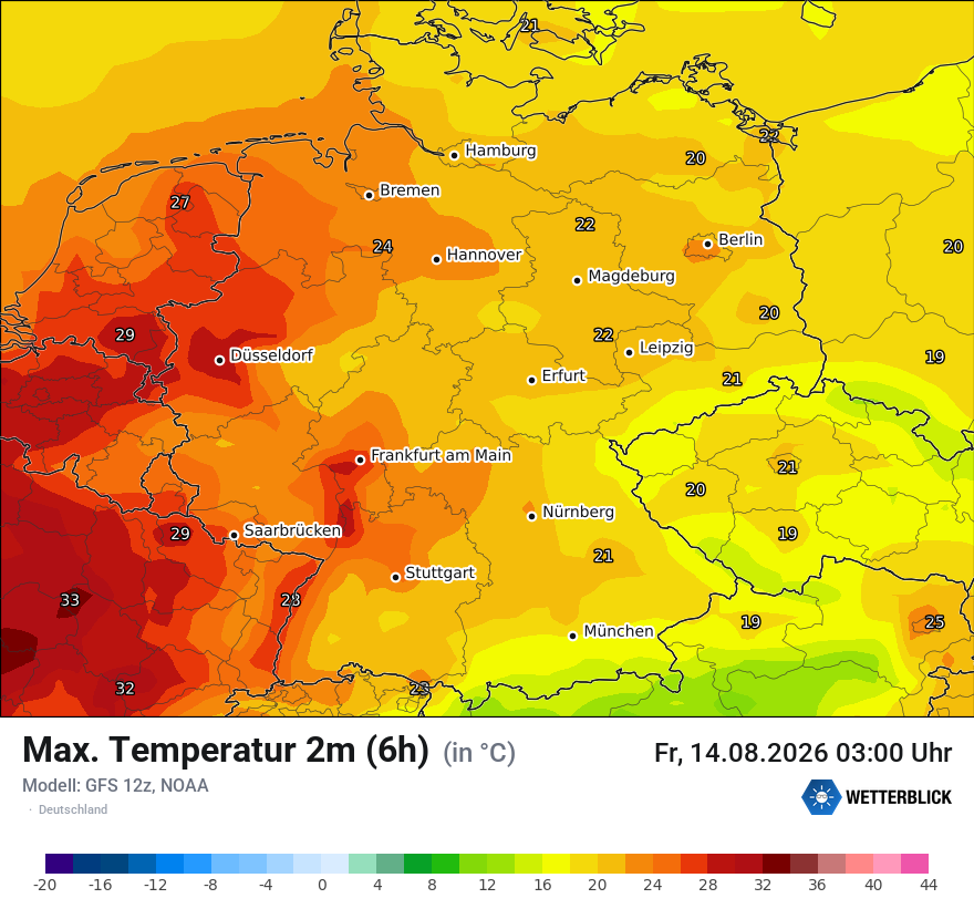 Modellkarte GFS – tmax6h – deutschland