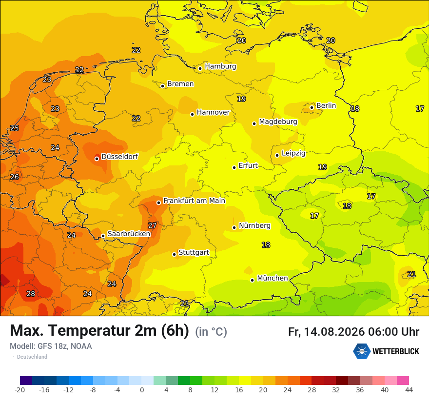 Modellkarte GFS – tmax6h – deutschland